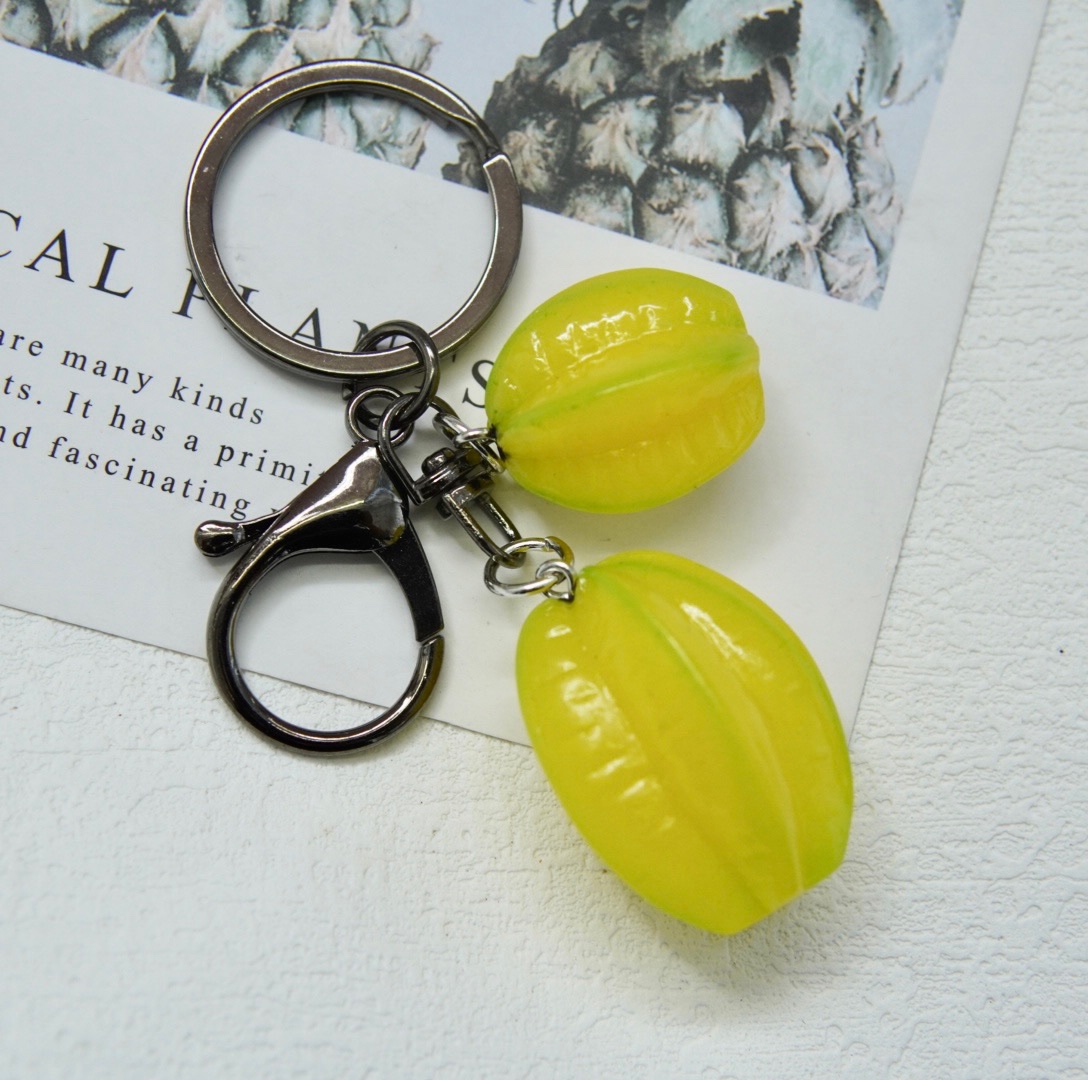 创意水果杨桃钥匙扣挂件书包挂饰汽车链圈环可爱锁匙扣高颜值挂件