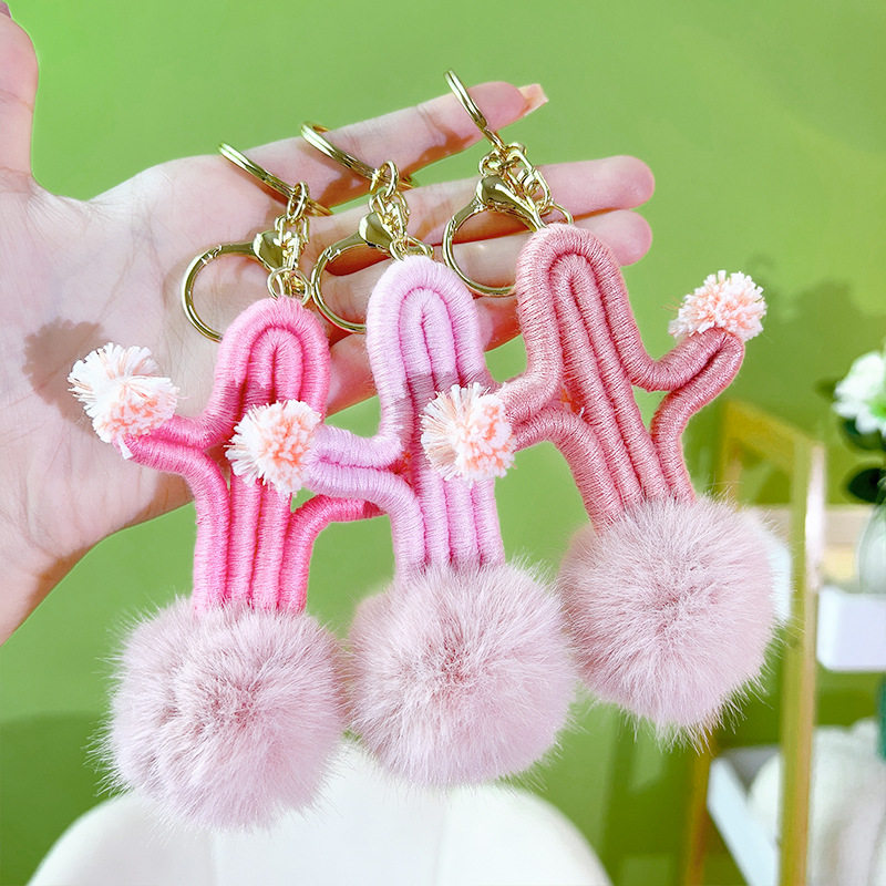 创意手工编织仙人掌挂件流苏波西米亚风棉绳仙人掌钥匙扣包包挂件