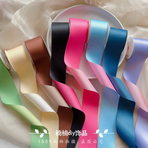 新款双色撞色彩色亮光涤棉缎织带手工儿童diy蝴蝶结发饰材料丝带