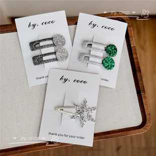 韩国ins同款 手工发夹雪花珍珠儿童发饰不伤发量少宝宝发夹非rae