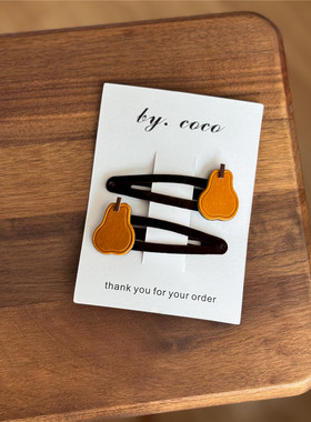 包邮小众儿童发夹秋冬梨子发夹宝宝梨发夹儿童真皮发饰小红书同款