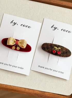 包邮小众少女6cm刺绣樱桃碎发夹爱心钻发夹秋冬儿童红色丝绒发饰