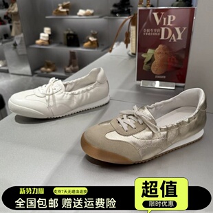 商场同款2025新款百搭学院风德训鞋平底系带小白鞋女单鞋EPN14