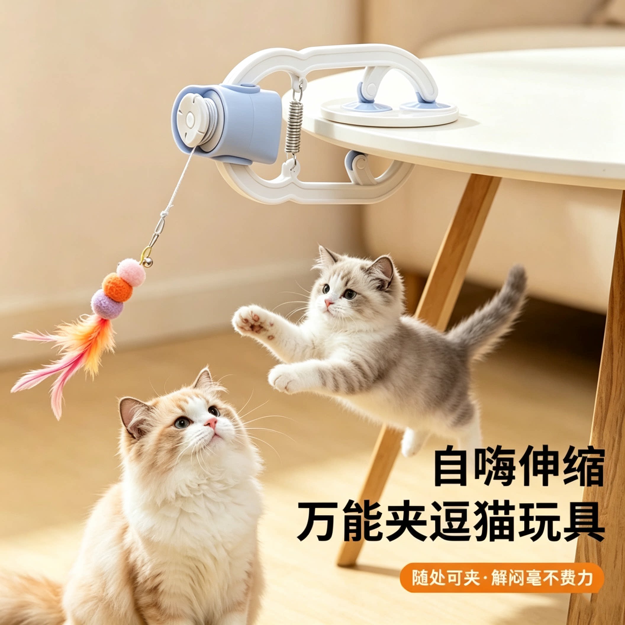 电动伸缩免打孔悬挂逗猫棒自嗨