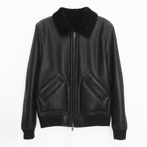 进口柔软绵羊皮毛一体男修身皮草