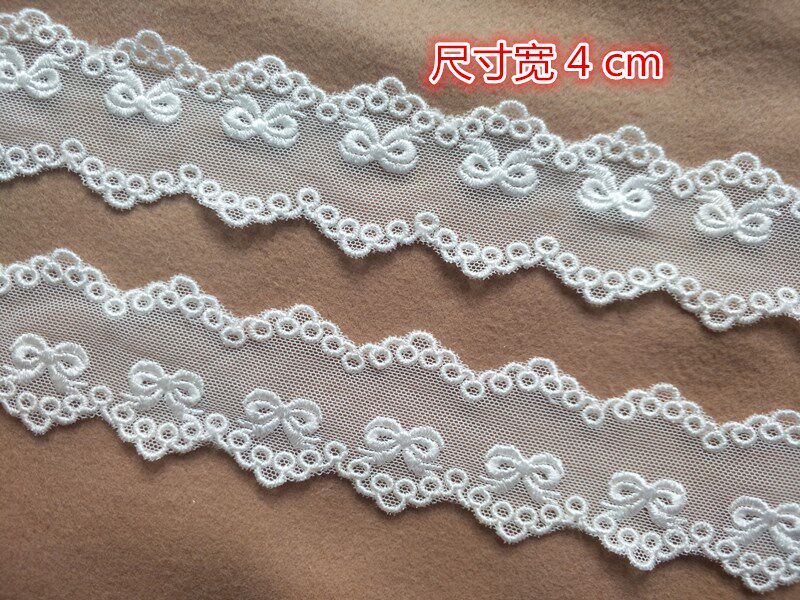 蕾丝花边蝴蝶结辅料衣服用白色锦纶软网手工diy裙子下摆装饰辅料
