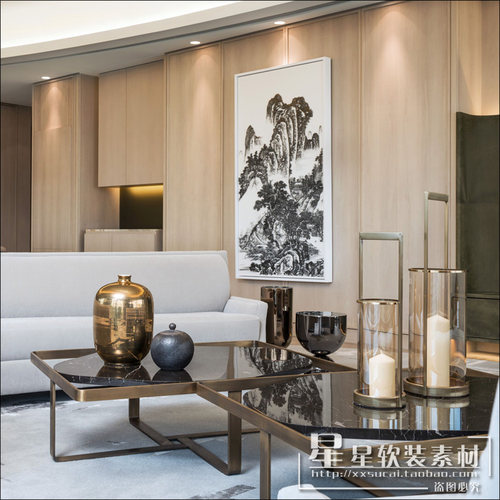 星星软装-名师YABU深圳湾一号轻奢港式施工图+高清实景图+材料表