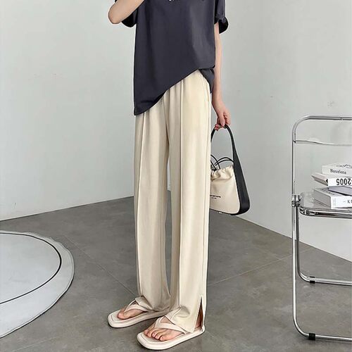 大码高腰休闲裤女垂感铜氨丝冰丝