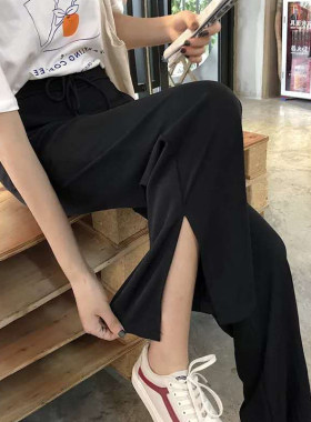 开叉高腰春秋分叉天丝休闲风裤子