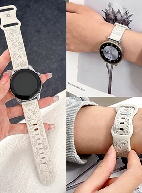 适用oppowatch3/X/2/3pro/4pro/S手表玫瑰雕刻表带硅胶男女款腕带