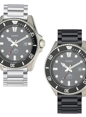 适用卡西欧剑鱼MDV106-1A手表表带 不锈钢精钢快拆腕带配件商务