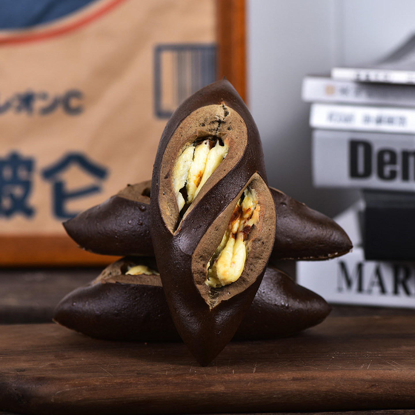 厨男小栈焙茶杏干乳酪碱水棍手工制作天然无添加夹心面包