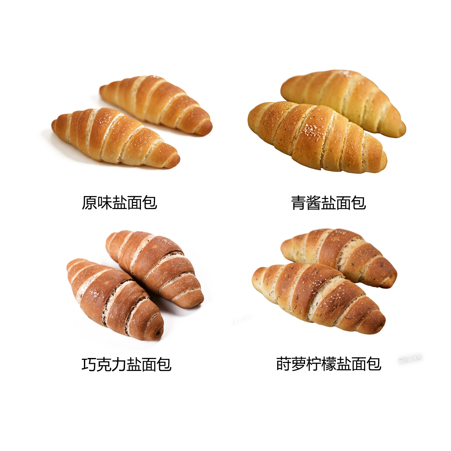 厨男小栈盐面包组合套餐海盐可颂卷牛角包手做无添加零食面包