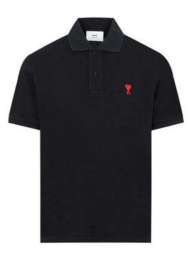 AMIPARIS新款男士爱心LOGO刺绣黑色商务休闲短袖POLO衫UPL001