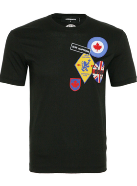 Dsquared2/D二次方 新款男士徽章勋章复古印花短袖T恤S71GD0488