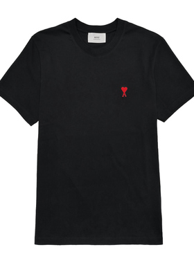 AMIPARIS新款男士爱心LOGO刺绣黑色圆领短袖T恤 UTS001