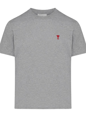 AMIPARIS新款男士爱心LOGO刺绣灰色圆领短袖T恤 UTS001