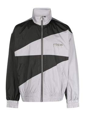 KENZO高田贤三 新款男士字母印花黑灰撞色立领夹克外套9NA 5BL160