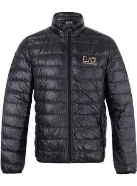 Armani/阿玛尼EA7系列新款男士logo印花黑色轻薄羽绒服8NPB01