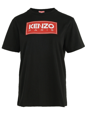KENZO高田贤三 新款女士logo印花黑色圆领短袖T恤4SY 2TS010