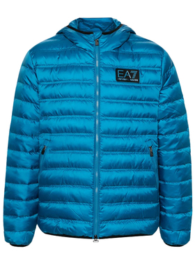 Armani/阿玛尼EA7系列 新款男士蓝色LOGO贴标连帽羽绒服6RPB16