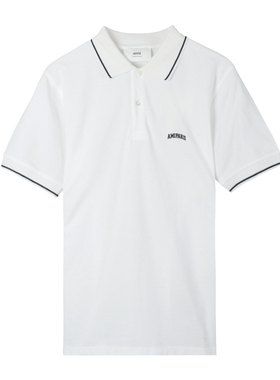 AMIPARIS新款男士字母LOGO刺绣白色短袖POLO衫HPL002