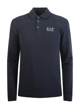 Armani/阿玛尼EA7 新款男士白色胶印logo深蓝色长袖POLO衫8NPF05