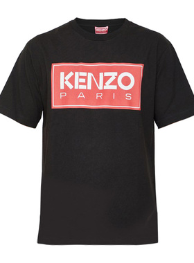 KENZO高田贤三 新款男士字母LOGO印花黑色圆领短袖T恤4SY 5TS413