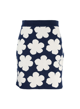 KENZO高田贤三新款女士花朵logo图案迷你裙蓝色短裙3CO 2JU326