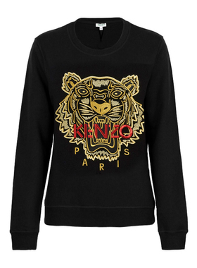KENZO/高田贤三 新款全棉黑色虎头刺绣卫衣女4X7 2SW705