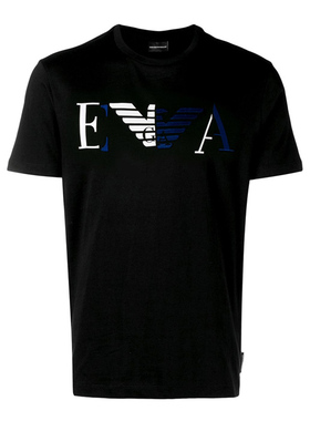 Armani/阿玛尼EA系列新款男士字母鹰标印花圆领短袖T恤6Z1TF3