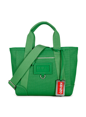 KENZO高田贤三新款女士logo吊牌帆布绿色手提单肩包F01 2SA960
