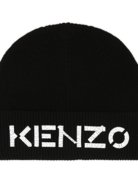 KENZO/高田贤三新款破裂字母图案黑色针织帽冷帽FA68BU111KEK