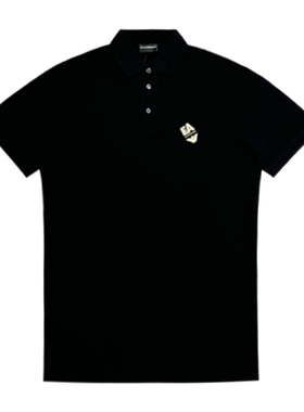 Armani/阿玛尼EA系列新款男士鹰标LOGO刺绣黑色短袖POLO衫3D1FE6