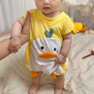 超萌小鸭子婴儿包屁衣男女宝宝连体衣夏天薄款59码无袖哈衣外出服