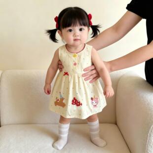 女宝裙子夏薄款2026新款公主风高级感背心裙小童洋气连衣裙云朵棉