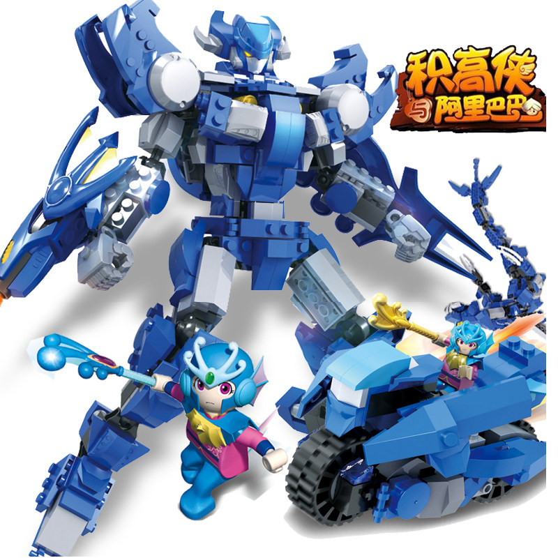 积高侠与阿里巴巴积木玩具公仔战车英雄侠拼装机器人机甲全套