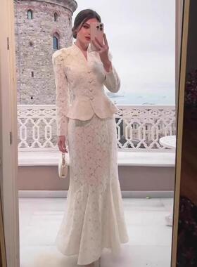 亚马逊欧美跨境2025年秋季新款华丽感优雅柔美长袖长裙套装连衣裙