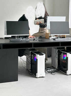 简约现代办公桌公司员工工位桌极简黑色工作台大班台主管桌会议桌