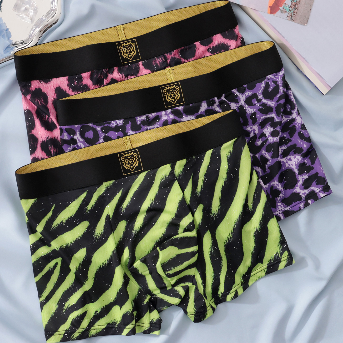 男士豹纹平角内裤透气修身个性底裤夏季多色平角短裤抑菌舒适亲肤,女士内衣/男士内衣/家居服,男平角内裤,淘宝优惠券,粉丝福利购,淘宝优惠卷