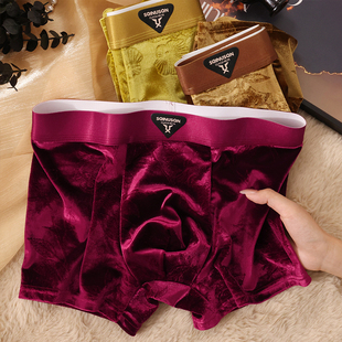 内裤 透气抗菌个性 男士 衩百搭网纱高级高弹大码 轻奢丝绒四角裤