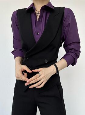 ASAE紫色衬衫高级感雅痞中性风帅气男女秋季新款长袖衬衣