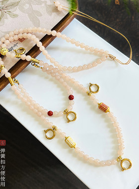 泰古天然藕粉玉髓6mm佛牌链