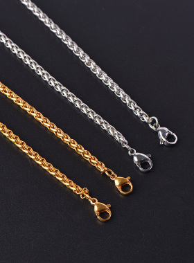 泰国佛牌链钛钢保色不掉色双耳符管链3mm龙骨链锁骨链毛衣链