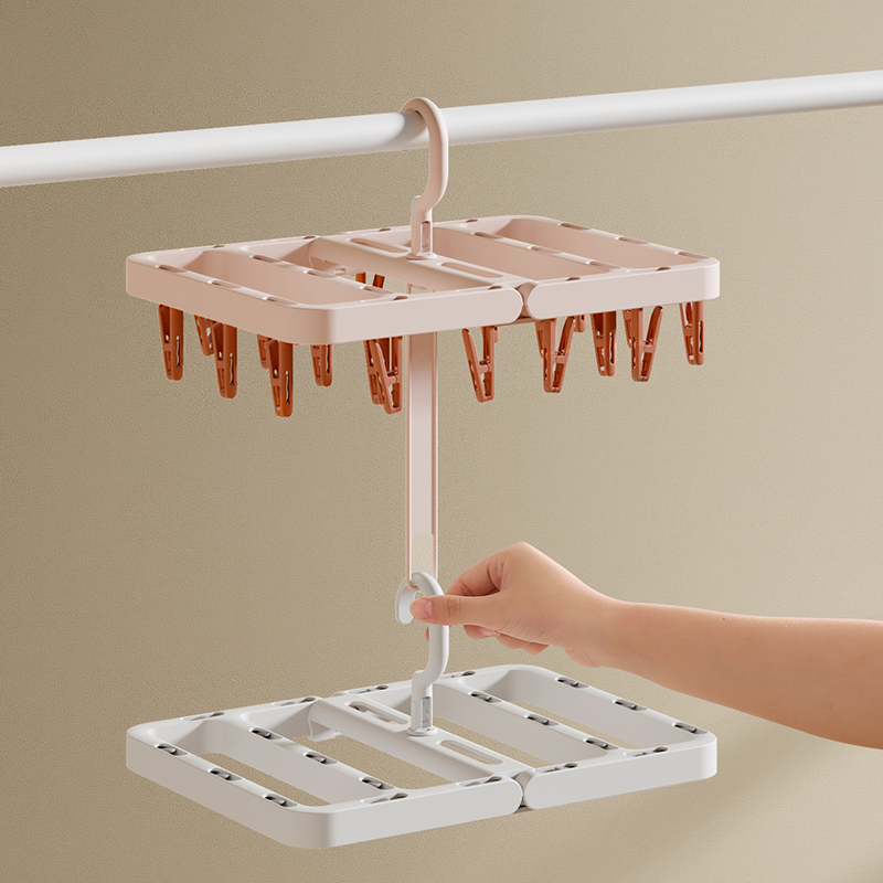 双层可折叠挂钩阳台室内晾晒架