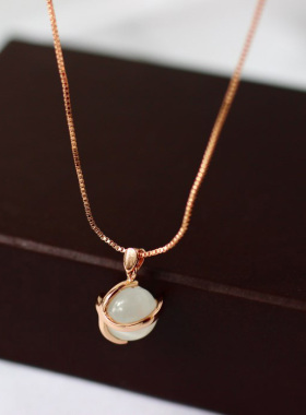 转运珠猫眼石项链 女 短款 锁骨链 18k金 韩国时尚 水滴吊坠 彩金