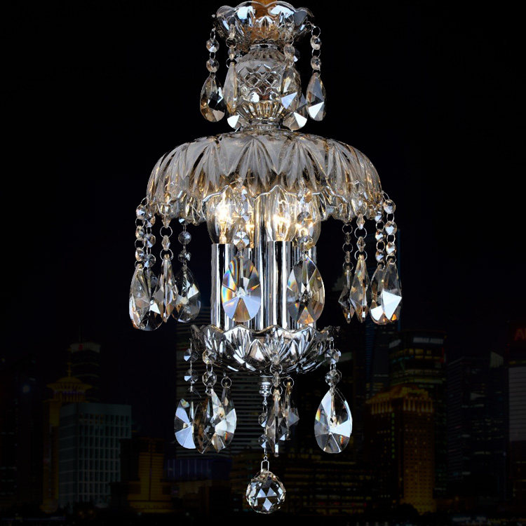 干邑色水晶小吊灯 欧式餐厅门厅过道灯饰饭厅走廊创意蜡烛灯具