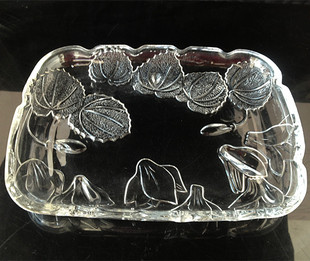 玻璃托盘长方形家用水晶水果盘大号水杯托盘茶盘放杯子的加厚托盘