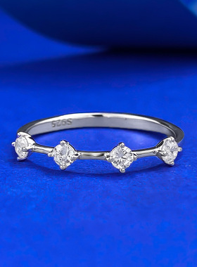 慕景珠宝 S925银极简风欧美ins款轻奢条戒 戒指环可叠戴搭配款