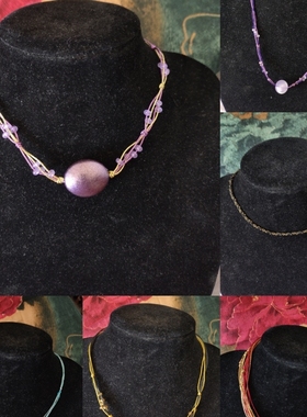 项链夸张个性锁骨链包邮大小可调节古风欧美流行配饰首饰紫蓝色红